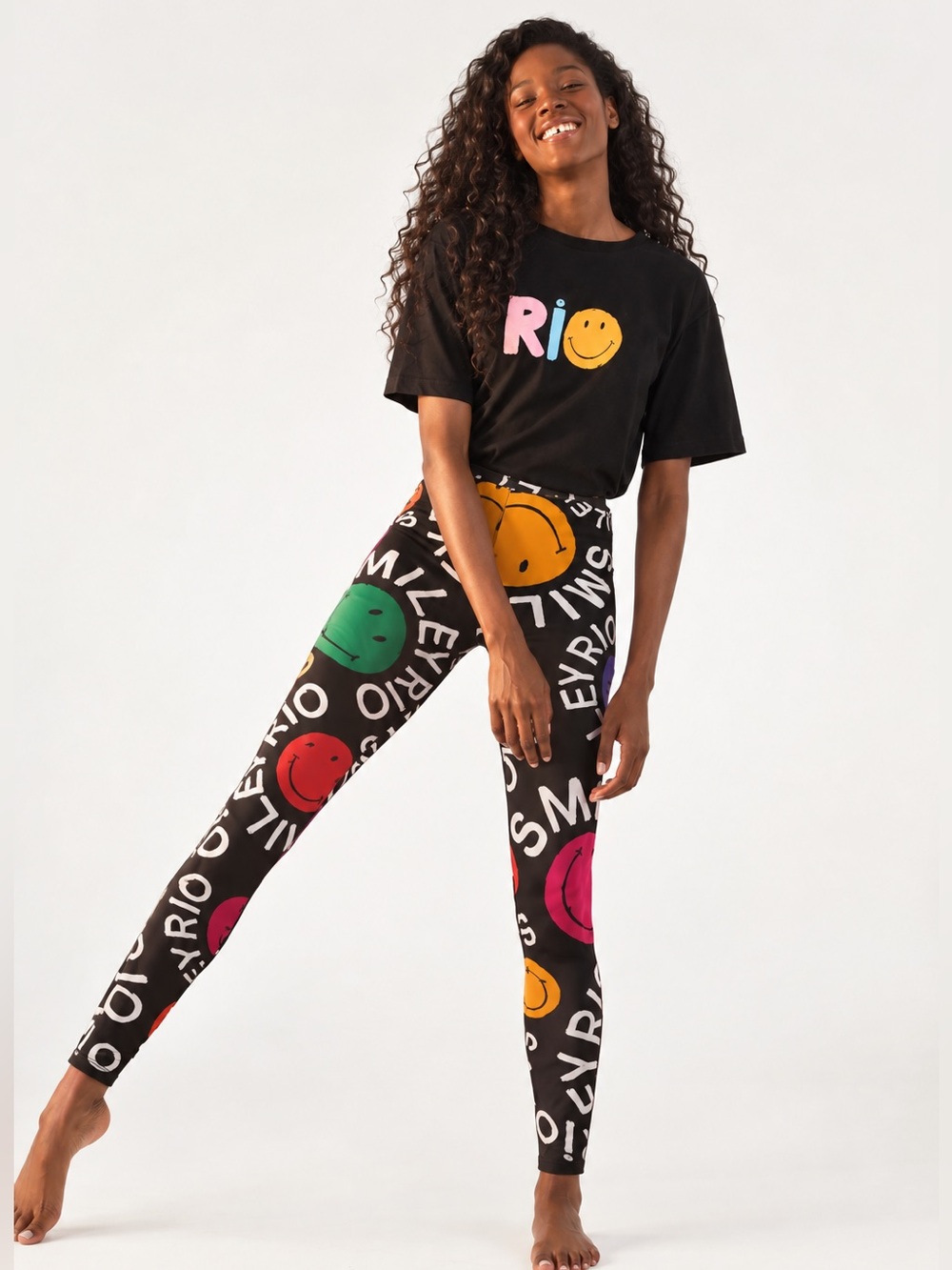 FARM RIO X SMILEY Active Tulle Leggings Mesh L